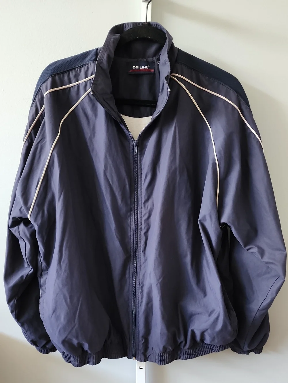 Men's Navy Windbreaker Jacket with Cream Piping